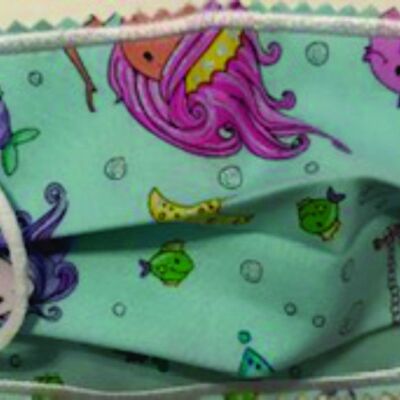 YOUTH FACEMASK - NON-MEDICAL HOMEMADE MASK - 2ply-cloth- washable - USA - MERMAIDS Thumbnail